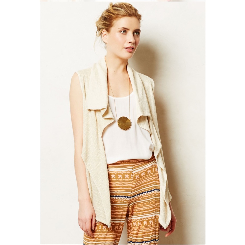 Anthropologie Cream Puella Madeira Vest